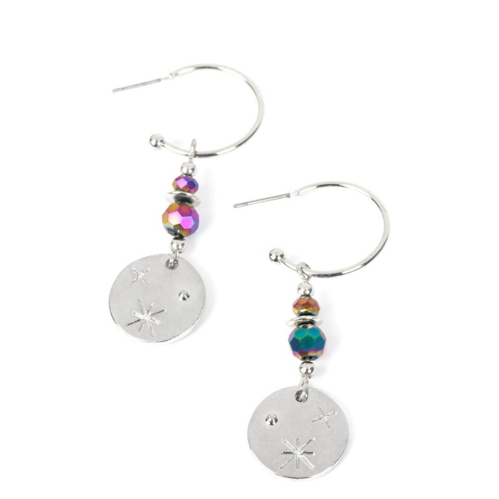 Silver and Multicolor Hoop Earrings